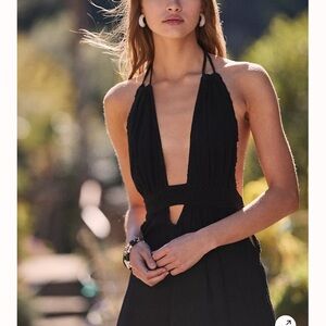 Free People Look Into The Sun Maxi Dress Black Medium